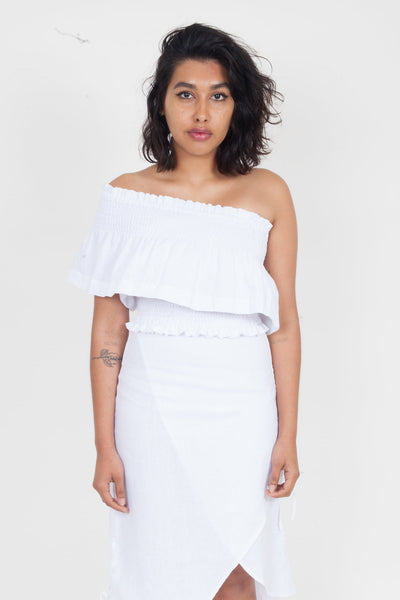 SIR the Label Ines One Shoulder Top White