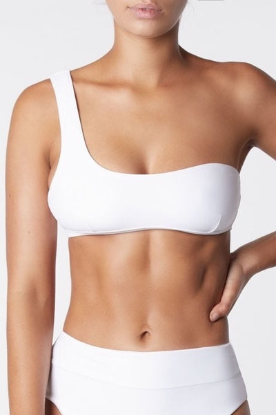 IT'S NOW COOL Swim Asymmetric One Shoulder Bikini Top White