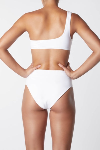 Asymmetric One Shoulder Bikini Top - White