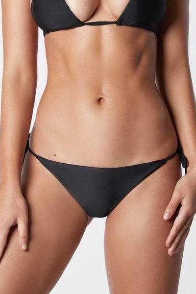 Side Tie String Bikini Bottom - Black