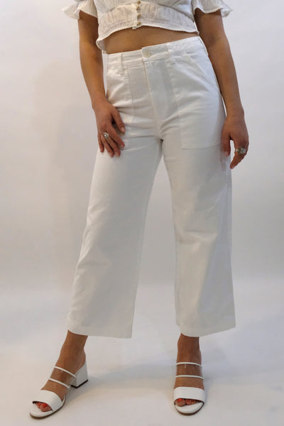 LACAUSA Brushed Stella Trousers Pants cropped Whitewash