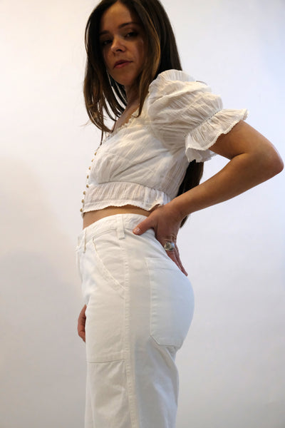 LACAUSA Brushed Stella Trousers Pants cropped Whitewash