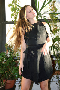 Emmanuel Linen Halter Dress - Black