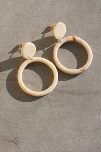 CASA CLARA Solana Drop Hoop Earrings Ivory