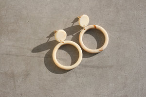 CASA CLARA Solana Drop Hoop Earrings Ivory