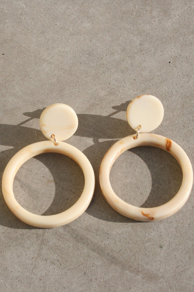 CASA CLARA Solana Drop Hoop Earrings Ivory