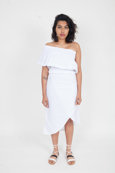 SIR the Label Ines One Shoulder Top White