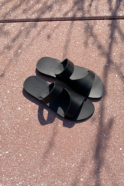 Lesvos Cutout Slip On Sandals - Black