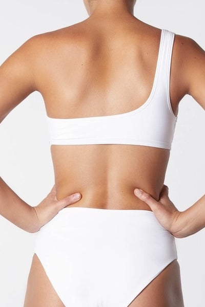Asymmetric One Shoulder Bikini Top - White