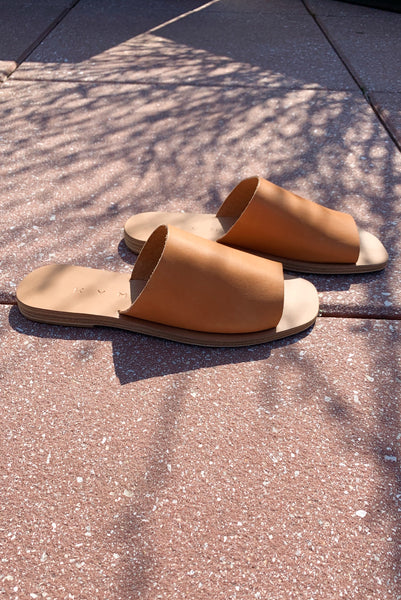 Kalymnos Square Open Toe Slides - Natural Tan