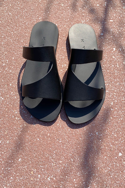 Lesvos Cutout Slip On Sandals - Black