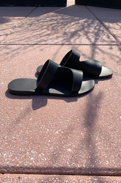 Lesvos Cutout Slip On Sandals - Black